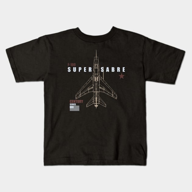 F-100 Super Sabre Kids T-Shirt by TCP